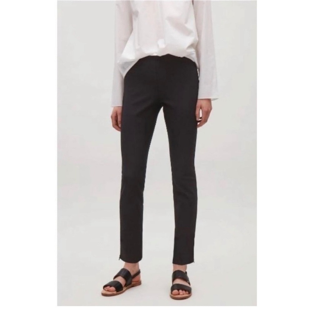 COS Slim Leg Pants Side Zip Flat‎ Front Pockets Black Size XXS